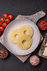 Tropical fruit pineapple in rings or slices tinned sweet