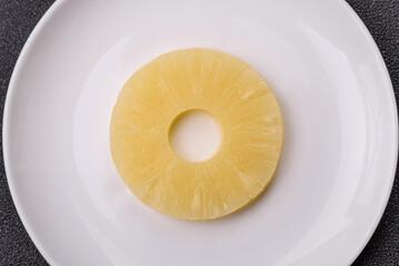 Tropical fruit pineapple in rings or slices tinned sweet