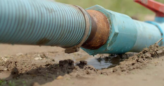 Water joints are rusted which may cause water leakage.Water leak.Water leaks out of the threaded pipe joint.