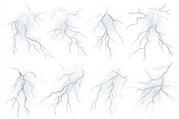 Fototapeta premium Eight lightning bolt designs isolated on white background