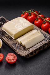 Dairy white mozzarella cheese sliced