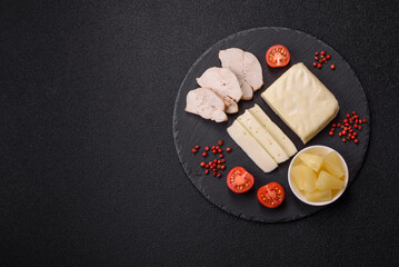 Dairy white mozzarella cheese sliced