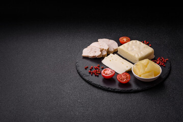 Dairy white mozzarella cheese sliced