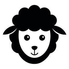 Cute Black Sheep Heads Icons Set design