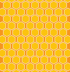 Honeycomb pattern with hexagon mesh. Texture bee comb grid. Flat vector illustration isolated on white background.