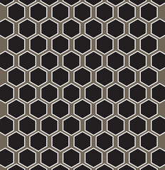 Honeycomb pattern with hexagon mesh. Texture bee comb grid. Flat vector illustration isolated on white background.