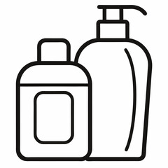 Shampoo and conditioner outline icon on white background