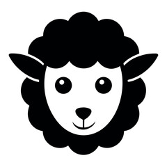 Cute Black Sheep Heads Icons Set design