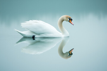 Naklejka premium white swan on the water
