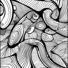 Abstract Black and White Line Art. Geometric Pattern Design