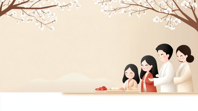 Month A family gathering for a sacred monthly celebration, embracing cultural heritage.