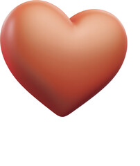 Realistic 3D heart emoji rendered in clay style with transparent background for digital use in various applications