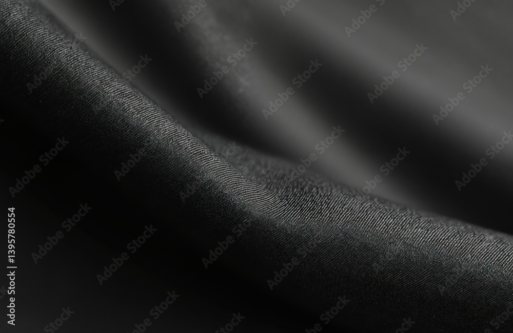 Poster black canvas polyester fabric background. wrinkled texture creates a sense of depth. textile backdro
