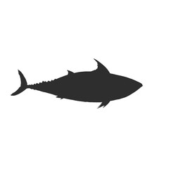 black silhouette of tuna fish vector without background