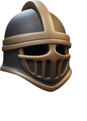 Fototapeta premium Detailed 3D rendering of a knight's helmet with a smooth finish, showcasing a warrior's accessory design in a transparent background