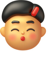 3D clay emoji face with rosy cheeks and a playful expression, perfect for expressing happiness in digital communication