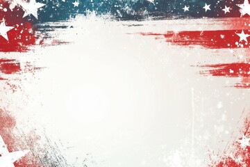 An American flag background with a distressed texture, white space in the middle and red stripes on both sides, white stars on a blue field Generative AI