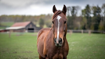 Handsome Bay Horse in a Rural Setting