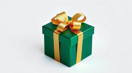 Obraz premium Festive green gift box with golden ribbon for special occasions Generative AI