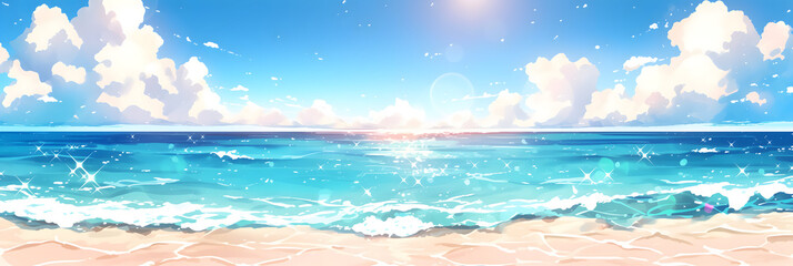 Summer Beach Japanese Anime Style Banner Poster Wallpaper