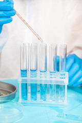 Water research in the laboratory. Selective focus.