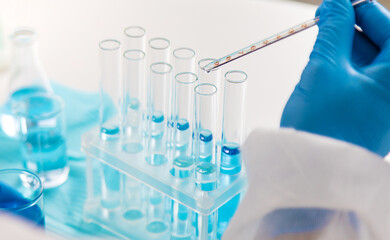 Water research in the laboratory. Selective focus.