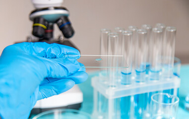 Water research in the laboratory. Selective focus.