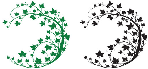 floral round line frames wedding invitation element black color