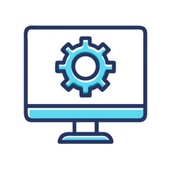 Computer Monitor Gear Settings Icon Design