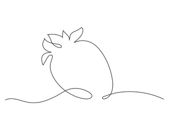 Strawberry monochrome graphic vector drawing with one line
