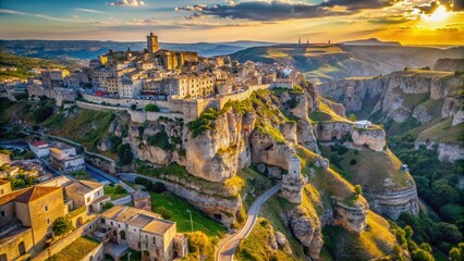 Fototapeta premium FPV Drone Flight Over Gravina di Laterza, Italy: Breathtaking Aerial Views of the Gorge