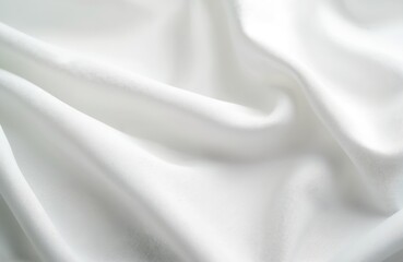 White smooth fabric cloth background. Elegant waves pattern. Polyester material, soft silky texture, clean lines. Perfect for textile, fashion, home decor, wedding, bedding design, advertising