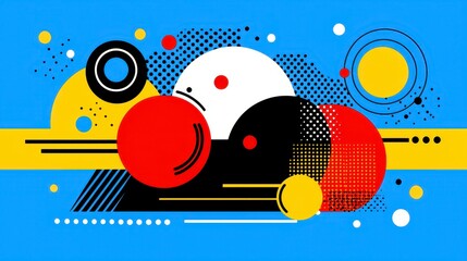 Obraz premium Colorful Geometric Abstract Shapes on Blue Background