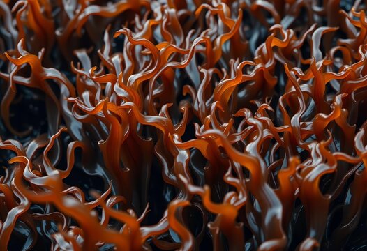 Deep ocean brown seaweed, rich in fucoxanthin, swaying gently, natural, organic