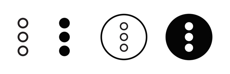 Menu or bulleted list icon representing more options, menu, overflow, settings, and additional actions in flat vector design