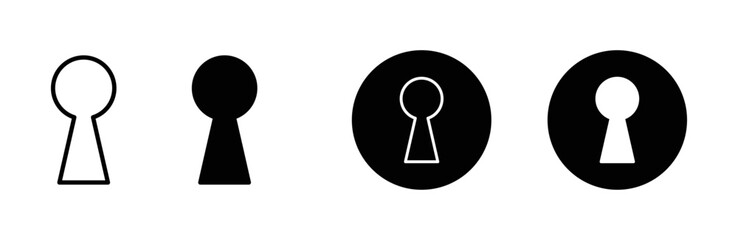 Keyhole icons representing security, privacy, access, password protection, and locked content in flat vector design