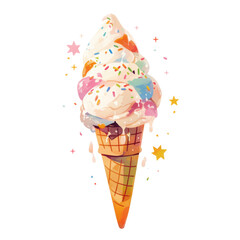 Delicious ice cream cone with sprinkles dessert delight colorful treats fun vibe