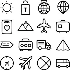 Travel Icon Set Vector Art | Adventure, Vacation & Exploration Line Icon Pack