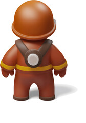 Cute 3D clay emoji character designed as a firefighter with a cheerful expression and a transparent background