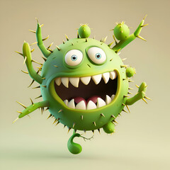 Fototapeta premium Joyful Spiky Monster. A Whimsical 3D Render
