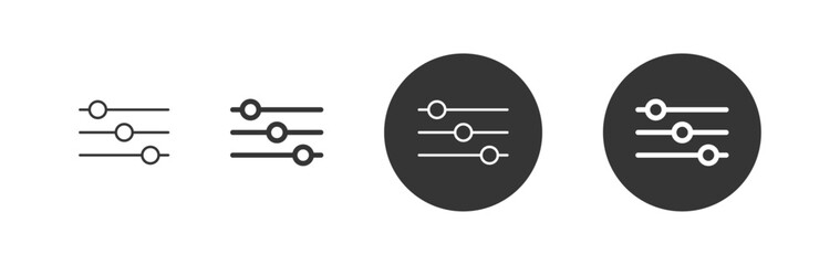 Settings adjustment slider icon. Control bars representing settings, customization, audio control, equalizer, and interface configuration.