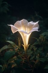 Datura flower illuminated at night