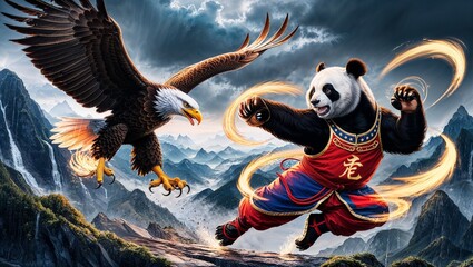 Chi and Claws: Legendary East-West Duel scene showing the U.S. and China