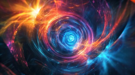 Obraz premium Quantum System Glowing with Swirling Qubit Hologram