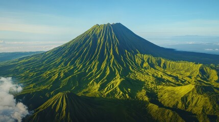 Fototapeta premium Aerial view green mountain landscape