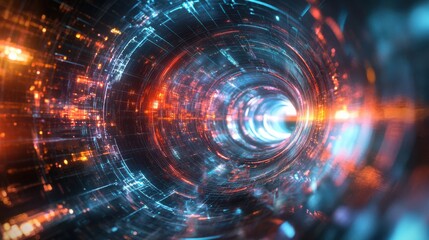 Quantum Lab Illuminated by Swirling Holographic Glow