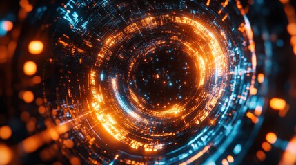 Futuristic Quantum Computing Chip Glowing with Holographic Glow