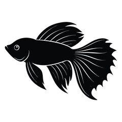 Betta fish silhouette vector isolated on white background