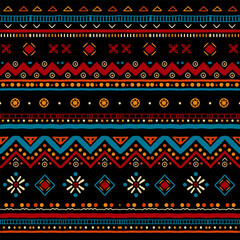 Ethnic seamless in native style. Vector pattern with African art decoration tribal geometric shape symbols. Folk background vector. Tent boarder backdrop. Abstract Aztec line motif
