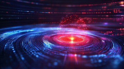 Fototapeta premium Quantum Core Glowing Under Swirling Binary Circuits